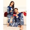 image:imageSWOMOG Matching Family Pajama Set Couple Christmas Printed Sleepwear Xmas Long Sleeve Lounge Set Men amp Women Pjs SetSnow Hatpullover