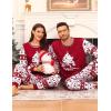 image:imageSWOMOG Matching Family Pajama Set Couple Christmas Printed Sleepwear Xmas Long Sleeve Lounge Set Men amp Women Pjs SetWine Red Tree