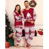 image:imageSWOMOG Matching Family Pajama Set Couple Christmas Printed Sleepwear Xmas Long Sleeve Lounge Set Men amp Women Pjs SetWine Red Tree