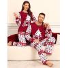 image:imageSWOMOG Matching Family Pajama Set Couple Christmas Printed Sleepwear Xmas Long Sleeve Lounge Set Men amp Women Pjs SetWine Red Tree