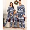 image:imageSWOMOG Matching Family Pajama Set Long Sleeve Christmas Pajama Button Down Holiday Sleepwear SetBlue Snowman