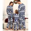 image:imageSWOMOG Matching Family Pajama Set Long Sleeve Christmas Pajama Button Down Holiday Sleepwear SetBlue Snowman