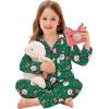 image:imageSWOMOG Matching Family Pajama Set Long Sleeve Christmas Pajama Button Down Holiday Sleepwear SetGreen Christmas Santa