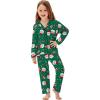 image:imageSWOMOG Matching Family Pajama Set Long Sleeve Christmas Pajama Button Down Holiday Sleepwear SetGreen Christmas Santa