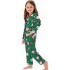 image:imageSWOMOG Matching Family Pajama Set Long Sleeve Christmas Pajama Button Down Holiday Sleepwear SetGreen Christmas Santa