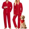 image:imageSWOMOG Matching Family Pajama Set Long Sleeve Christmas Pajama Button Down Holiday Sleepwear SetRed