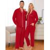 image:imageSWOMOG Matching Family Pajama Set Long Sleeve Christmas Pajama Button Down Holiday Sleepwear SetRed