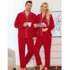 image:imageSWOMOG Matching Family Pajama Set Long Sleeve Christmas Pajama Button Down Holiday Sleepwear SetRed