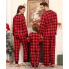 image:imageSWOMOG Matching Family Pajama Set Long Sleeve Christmas Pajama Button Down Holiday Sleepwear SetRedplaid