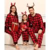 image:imageSWOMOG Matching Family Pajama Set Long Sleeve Christmas Pajama Button Down Holiday Sleepwear SetRedplaid