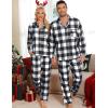 image:imageSWOMOG Matching Family Pajama Set Long Sleeve Christmas Pajama Button Down Holiday Sleepwear SetWhite Plaid