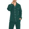image:imageSWOMOG Men Pajamas Set Comfy Modal Pjs Button Down Sleepwear 2 Piece Long Sleeve Lounge Set Soft Nightwear with PocketsGreen