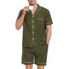 image:imageSWOMOG Mens Pajama Set Short Sleeve 2 PCS Sleepwear Button Down Soft Loungewear Modal Set Pj Set with Pockets S3XLArmy Green