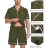 image:imageSWOMOG Mens Pajama Set Short Sleeve 2 PCS Sleepwear Button Down Soft Loungewear Modal Set Pj Set with Pockets S3XLArmy Green