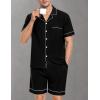 image:imageSWOMOG Mens Pajama Set Short Sleeve 2 PCS Sleepwear Button Down Soft Loungewear Modal Set Pj Set with Pockets S3XLBlack