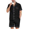 image:imageSWOMOG Mens Pajama Set Short Sleeve 2 PCS Sleepwear Button Down Soft Loungewear Modal Set Pj Set with Pockets S3XLBlack Grey