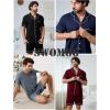 image:imageSWOMOG Mens Pajama Set Short Sleeve 2 PCS Sleepwear Button Down Soft Loungewear Modal Set Pj Set with Pockets S3XLBlack Grey