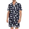 image:imageSWOMOG Mens Pajama Set Short Sleeve 2 PCS Sleepwear Button Down Soft Loungewear Modal Set Pj Set with Pockets S3XLNavy Blue Dogs