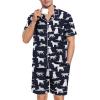 image:imageSWOMOG Mens Pajama Set Short Sleeve 2 PCS Sleepwear Button Down Soft Loungewear Modal Set Pj Set with Pockets S3XLNavy Blue Dogs