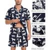 image:imageSWOMOG Mens Pajama Set Short Sleeve 2 PCS Sleepwear Button Down Soft Loungewear Modal Set Pj Set with Pockets S3XLNavy Blue Dogs