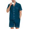 image:imageSWOMOG Mens Pajama Set Short Sleeve 2 PCS Sleepwear Button Down Soft Loungewear Modal Set Pj Set with Pockets S3XLOxford Blue