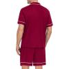 image:imageSWOMOG Mens Pajama Set Short Sleeve 2 PCS Sleepwear Button Down Soft Loungewear Modal Set Pj Set with Pockets S3XLWine Red