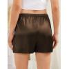 image:imageSWOMOG Satin Silk Lace Shorts for Women Lace Trim Micro Mini Shorts Slip Pj Bottoms Knickers BoxerCoffee