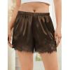 image:imageSWOMOG Satin Silk Lace Shorts for Women Lace Trim Micro Mini Shorts Slip Pj Bottoms Knickers BoxerCoffee