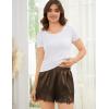 image:imageSWOMOG Satin Silk Lace Shorts for Women Lace Trim Micro Mini Shorts Slip Pj Bottoms Knickers BoxerCoffee