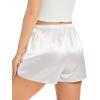 image:imageSWOMOG Satin Silk Lace Shorts for Women Lace Trim Micro Mini Shorts Slip Pj Bottoms Knickers BoxerWhite