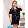 image:imageSWOMOG Unisex Girls Boys Soft Pajamas Set ButtonDown PJs Short Sleeve Sleepwear Toddler Cute Lounge Sets2 Pocketblack
