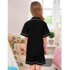 image:imageSWOMOG Unisex Girls Boys Soft Pajamas Set ButtonDown PJs Short Sleeve Sleepwear Toddler Cute Lounge Sets2 Pocketblack