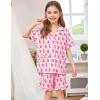 image:imageSWOMOG Unisex Girls Boys Soft Pajamas Set ButtonDown PJs Short Sleeve Sleepwear Toddler Cute Lounge Sets2 Pocketblsuh Pink Monkey