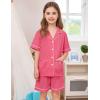 image:imageSWOMOG Unisex Girls Boys Soft Pajamas Set ButtonDown PJs Short Sleeve Sleepwear Toddler Cute Lounge Sets2 Pocketcoral
