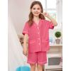 image:imageSWOMOG Unisex Girls Boys Soft Pajamas Set ButtonDown PJs Short Sleeve Sleepwear Toddler Cute Lounge Sets2 Pocketcoral