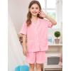 image:imageSWOMOG Unisex Girls Boys Soft Pajamas Set ButtonDown PJs Short Sleeve Sleepwear Toddler Cute Lounge Sets2 Pocketpink