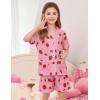 image:imageSWOMOG Unisex Girls Boys Soft Pajamas Set ButtonDown PJs Short Sleeve Sleepwear Toddler Cute Lounge Sets2 Pocketpink Strawberry