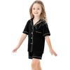 image:imageSWOMOG Unisex Girls Boys Soft Pajamas Set ButtonDown PJs Short Sleeve Sleepwear Toddler Cute Lounge SetsBlack