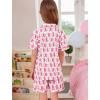 image:imageSWOMOG Unisex Girls Boys Soft Pajamas Set ButtonDown PJs Short Sleeve Sleepwear Toddler Cute Lounge SetsBlsuh Pink Monkey