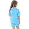 image:imageSWOMOG Unisex Girls Boys Soft Pajamas Set ButtonDown PJs Short Sleeve Sleepwear Toddler Cute Lounge SetsLight Blue