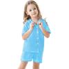 image:imageSWOMOG Unisex Girls Boys Soft Pajamas Set ButtonDown PJs Short Sleeve Sleepwear Toddler Cute Lounge SetsLight Blue