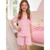 image:imageSWOMOG Unisex Girls Boys Soft Pajamas Set ButtonDown PJs Short Sleeve Sleepwear Toddler Cute Lounge SetsPink
