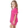 image:imageSWOMOG Unisex Girls Boys Soft Pajamas Set ButtonDown PJs Short Sleeve Sleepwear Toddler Cute Lounge SetsRose Red