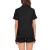 image:imageSWOMOG Woman Pajama Set Short Sleeve Pjs Set 2Pcs Short Pajamas Button Down Ruffle Hem Sleepwear Soft Modal LoungewearBlack Grey