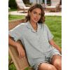 image:imageSWOMOG Woman Pajama Set Short Sleeve Pjs Set 2Pcs Short Pajamas Button Down Ruffle Hem Sleepwear Soft Modal LoungewearGray