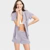 image:imageSWOMOG Woman Pajama Set Short Sleeve Pjs Set 2Pcs Short Pajamas Button Down Ruffle Hem Sleepwear Soft Modal LoungewearLilac