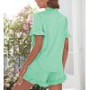 image:imageSWOMOG Woman Pajama Set Short Sleeve Pjs Set 2Pcs Short Pajamas Button Down Ruffle Hem Sleepwear Soft Modal LoungewearMint Green