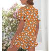 image:imageSWOMOG Woman Pajama Set Short Sleeve Pjs Set 2Pcs Short Pajamas Button Down Ruffle Hem Sleepwear Soft Modal LoungewearOrange Leopard