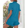 image:imageSWOMOG Woman Pajama Set Short Sleeve Pjs Set 2Pcs Short Pajamas Button Down Ruffle Hem Sleepwear Soft Modal LoungewearPeacock Blue
