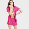 image:imageSWOMOG Woman Pajama Set Short Sleeve Pjs Set 2Pcs Short Pajamas Button Down Ruffle Hem Sleepwear Soft Modal LoungewearRose Red